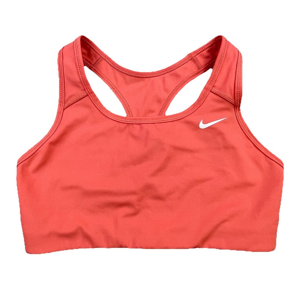Nike Dri Fit Swoosh Sports Bra Women’s Size M Coral Non-Padded Tank Athletic